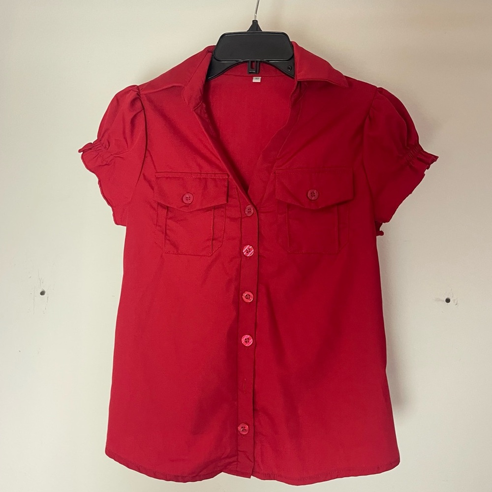 Red blouse size XS short sleeves NEW